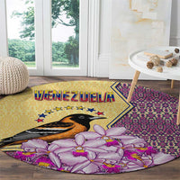 Venezuela Round Carpet with National Bird Orchid Flower Coat of Arms Spirit