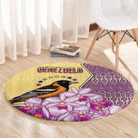 Venezuela Round Carpet with National Bird Orchid Flower Coat of Arms Spirit