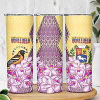 Venezuela Skinny Tumbler with National Bird Orchid Flower Coat of Arms Spirit