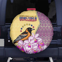 Venezuela Spare Tire Cover with National Bird Orchid Flower Coat of Arms Spirit