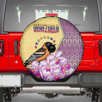 Venezuela Spare Tire Cover with National Bird Orchid Flower Coat of Arms Spirit