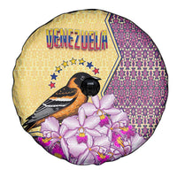 Venezuela Spare Tire Cover with National Bird Orchid Flower Coat of Arms Spirit