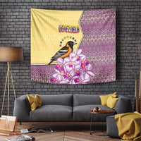 Venezuela Tapestry with National Bird Orchid Flower Coat of Arms Spirit