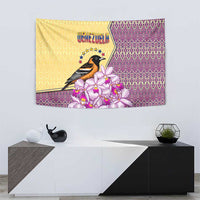 Venezuela Tapestry with National Bird Orchid Flower Coat of Arms Spirit