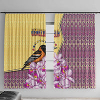 Venezuela Window Curtain with National Bird Orchid Flower Coat of Arms Spirit