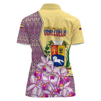 Venezuela Women Polo Shirt with National Bird Orchid Flower Coat of Arms Spirit