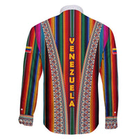Venezuela Family Matching Long Sleeve Bodycon Dress and Hawaiian Shirt with Andean Multicolor Woven Textile Stripe Spirit
