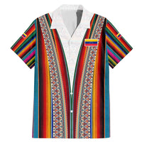 Venezuela Family Matching Mermaid Dress and Hawaiian Shirt with Andean Multicolor Woven Textile Stripe Spirit