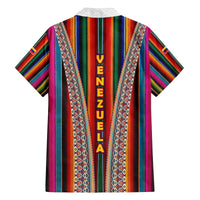 Venezuela Family Matching Off The Shoulder Long Sleeve Dress and Hawaiian Shirt with Andean Multicolor Woven Textile Stripe Spirit