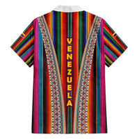 Venezuela Family Matching Short Sleeve Bodycon Dress and Hawaiian Shirt with Andean Multicolor Woven Textile Stripe Spirit