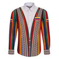 Venezuela Family Matching Short Sleeve Bodycon Dress and Hawaiian Shirt with Andean Multicolor Woven Textile Stripe Spirit