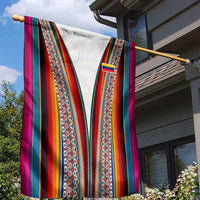 Venezuela Garden Flag with Andean Multicolor Woven Textile Stripe Spirit