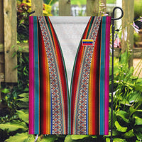 Venezuela Garden Flag with Andean Multicolor Woven Textile Stripe Spirit