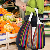 Venezuela Grocery Bag with Andean Multicolor Woven Textile Stripe Spirit