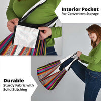Venezuela Grocery Bag with Andean Multicolor Woven Textile Stripe Spirit