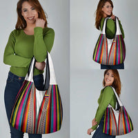 Venezuela Grocery Bag with Andean Multicolor Woven Textile Stripe Spirit