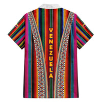 Venezuela Hawaiian Shirt with Andean Multicolor Woven Textile Stripe Spirit