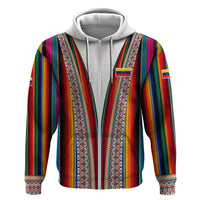 Venezuela Hoodie with Andean Multicolor Woven Textile Stripe Spirit