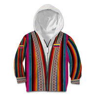 Venezuela Kid Hoodie with Andean Multicolor Woven Textile Stripe Spirit