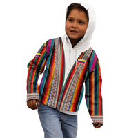 Venezuela Kid Hoodie with Andean Multicolor Woven Textile Stripe Spirit