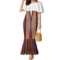 Venezuela Mermaid Dress with Andean Multicolor Woven Textile Stripe Spirit
