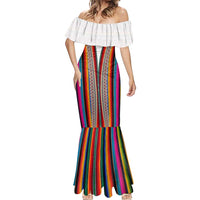Venezuela Mermaid Dress with Andean Multicolor Woven Textile Stripe Spirit