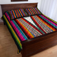 Venezuela Quilt Bed Set with Andean Multicolor Woven Textile Stripe Spirit