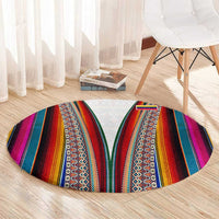 Venezuela Round Carpet with Andean Multicolor Woven Textile Stripe Spirit