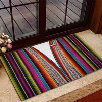 Venezuela Rubber Doormat with Andean Multicolor Woven Textile Stripe Spirit