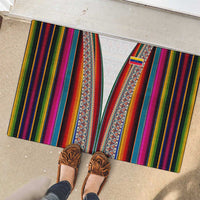 Venezuela Rubber Doormat with Andean Multicolor Woven Textile Stripe Spirit