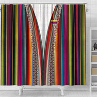 Venezuela Shower Curtain with Andean Multicolor Woven Textile Stripe Spirit