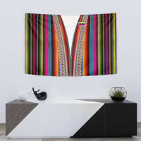 Venezuela Tapestry with Andean Multicolor Woven Textile Stripe Spirit