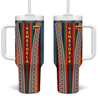 Venezuela Tumbler With Handle with Andean Multicolor Woven Textile Stripe Spirit