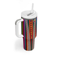 Venezuela Tumbler With Handle with Andean Multicolor Woven Textile Stripe Spirit