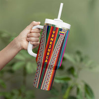 Venezuela Tumbler With Handle with Andean Multicolor Woven Textile Stripe Spirit