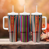 Venezuela Tumbler With Handle with Andean Multicolor Woven Textile Stripe Spirit