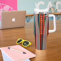 Venezuela Tumbler With Handle with Andean Multicolor Woven Textile Stripe Spirit