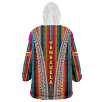 Venezuela Wearable Blanket Hoodie with Andean Multicolor Woven Textile Stripe Spirit