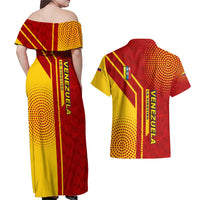 Venezuela Couples Matching Off Shoulder Maxi Dress and Hawaiian Shirt with La Vinotinto Football Federation Red Yellow Spirit