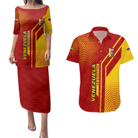 Venezuela Couples Matching Puletasi and Hawaiian Shirt with La Vinotinto Football Federation Red Yellow Spirit