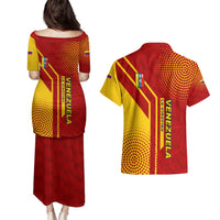 Venezuela Couples Matching Puletasi and Hawaiian Shirt with La Vinotinto Football Federation Red Yellow Spirit