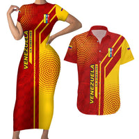 Venezuela Couples Matching Short Sleeve Bodycon Dress and Hawaiian Shirt with La Vinotinto Football Federation Red Yellow Spirit