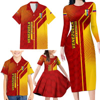 Venezuela Family Matching Long Sleeve Bodycon Dress and Hawaiian Shirt with La Vinotinto Football Federation Red Yellow Spirit