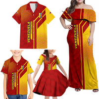 Venezuela Family Matching Off Shoulder Maxi Dress and Hawaiian Shirt with La Vinotinto Football Federation Red Yellow Spirit