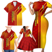 Venezuela Family Matching Short Sleeve Bodycon Dress and Hawaiian Shirt with La Vinotinto Football Federation Red Yellow Spirit