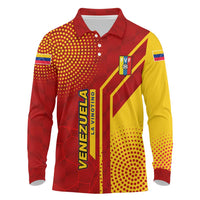 Venezuela Long Sleeve Polo Shirt with La Vinotinto Football Federation Red Yellow Spirit