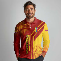 Venezuela Long Sleeve Polo Shirt with La Vinotinto Football Federation Red Yellow Spirit