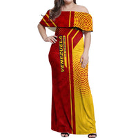 Venezuela Off Shoulder Maxi Dress with La Vinotinto Football Federation Red Yellow Spirit