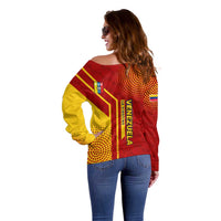 Venezuela Off Shoulder Sweater with La Vinotinto Football Federation Red Yellow Spirit