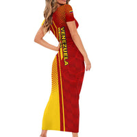 Venezuela Short Sleeve Bodycon Dress with La Vinotinto Football Federation Red Yellow Spirit